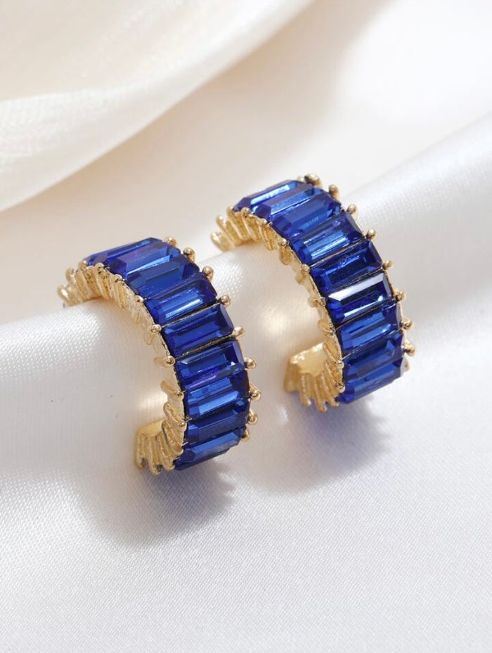 Royal Blue Rhinestone hoops