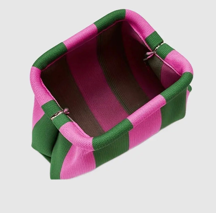 Pink & Green Stripe Clutch Bag