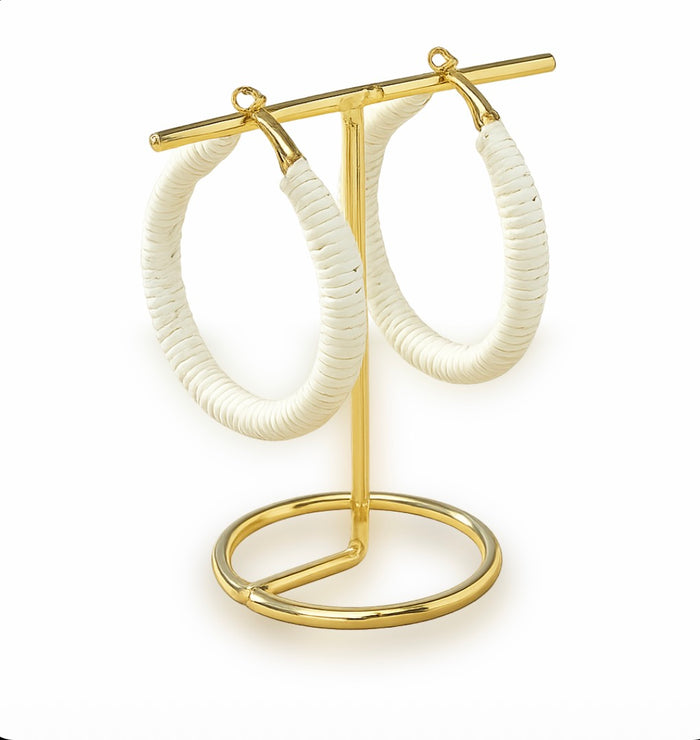 White Woven Hoops
