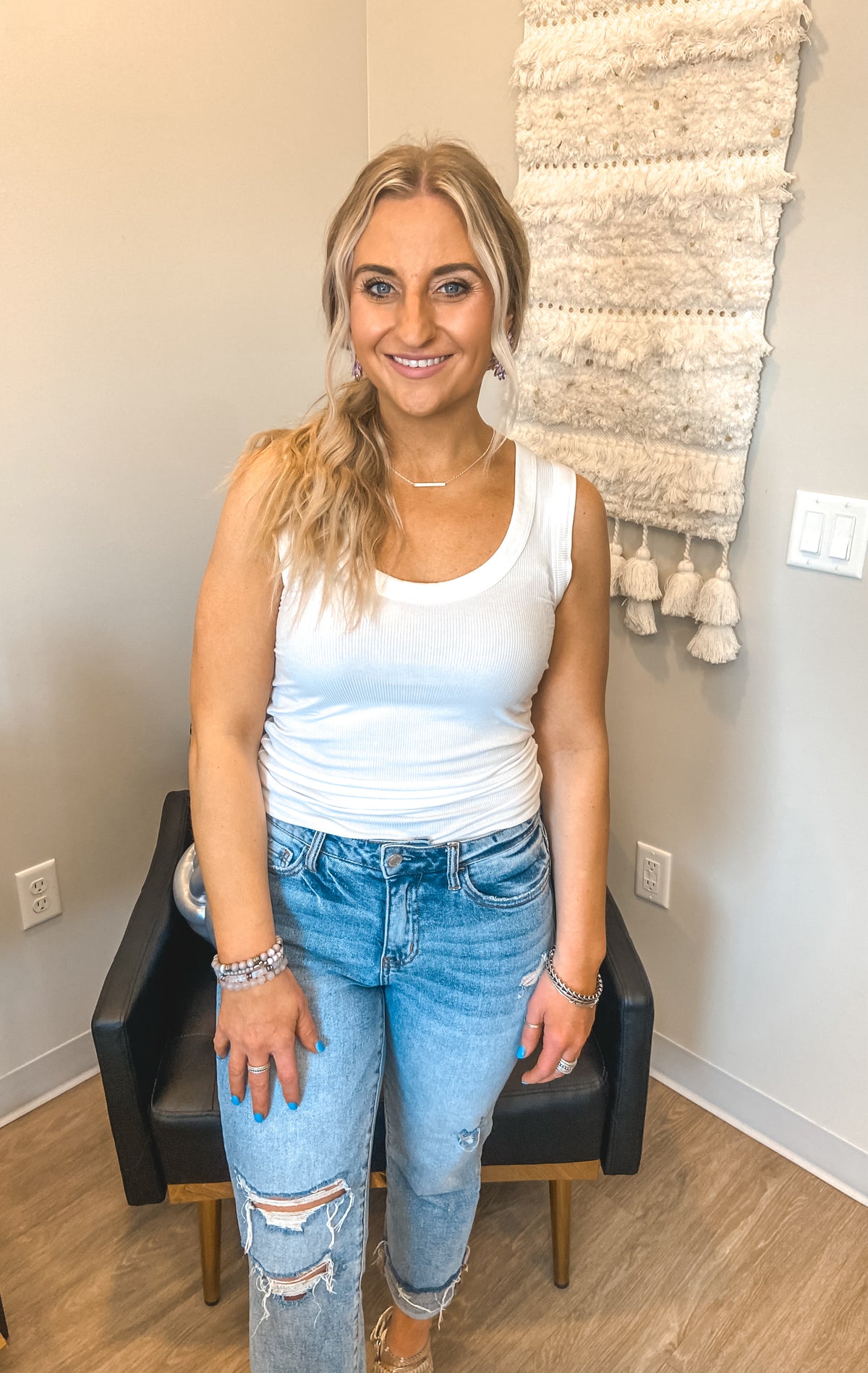 Molly White Ribbed Tank