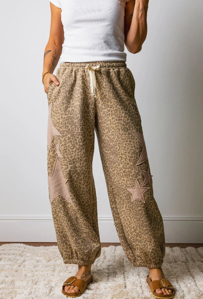 Leopard Star Patched Joggers