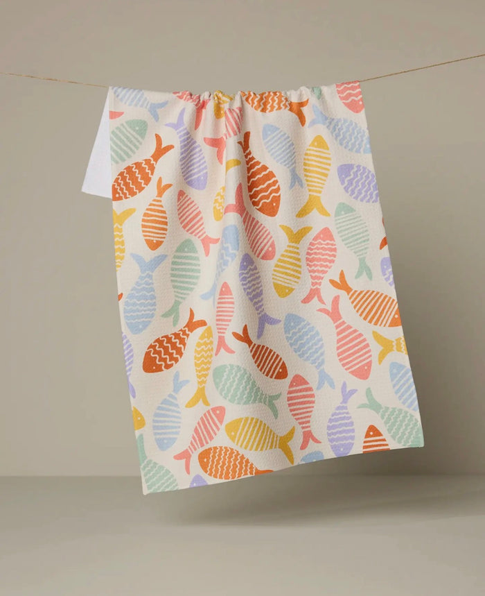 'Fish Flip' Geometry  Tea Towel