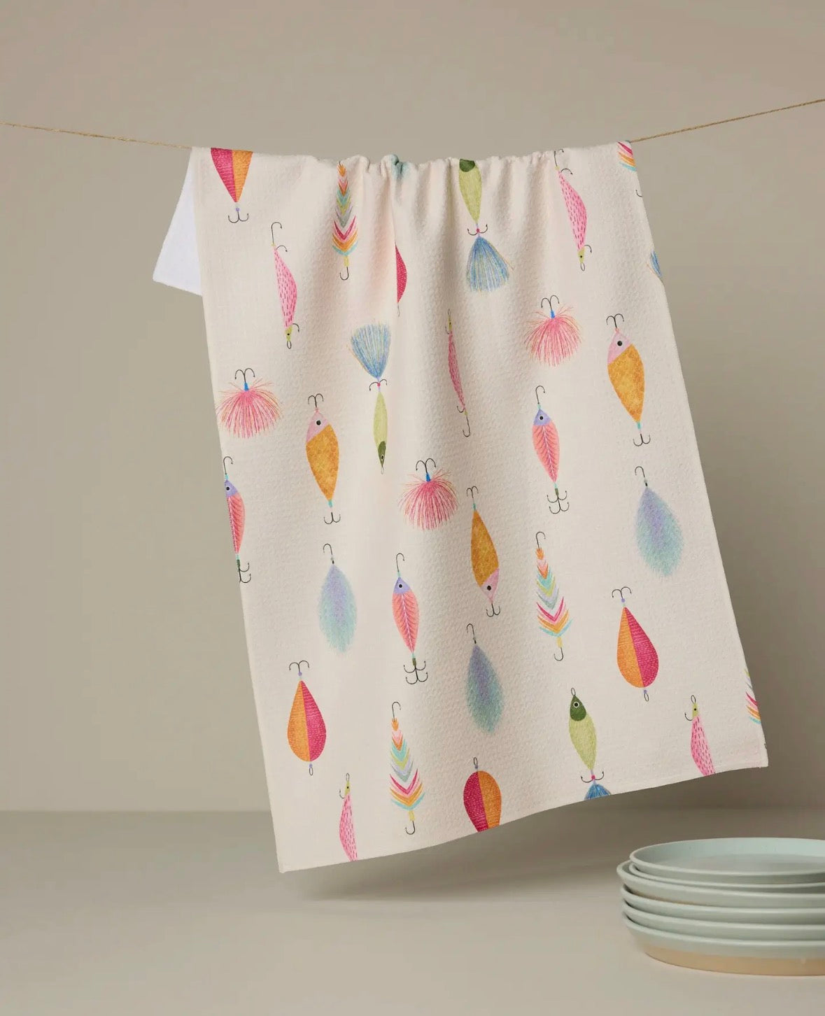 'Fishing Lures' Geometry Tea Towel