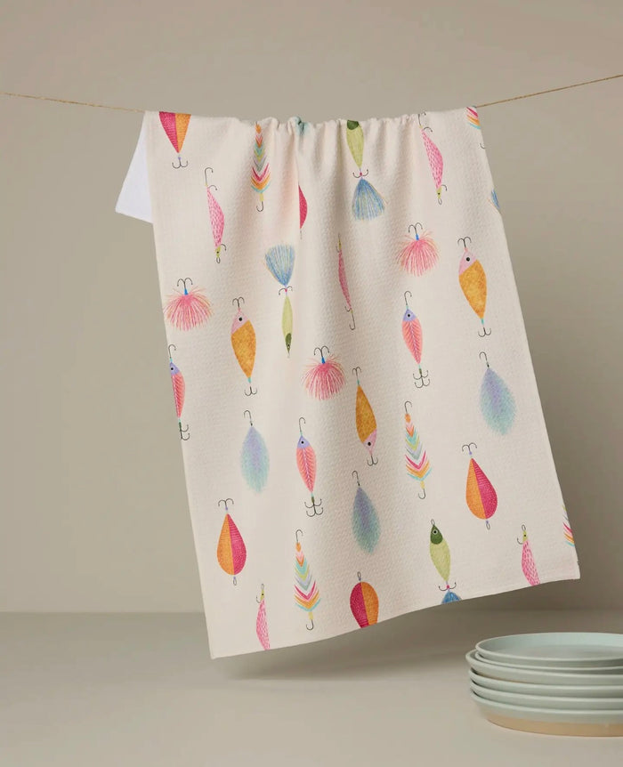'Fishing Lures' Geometry Tea Towel