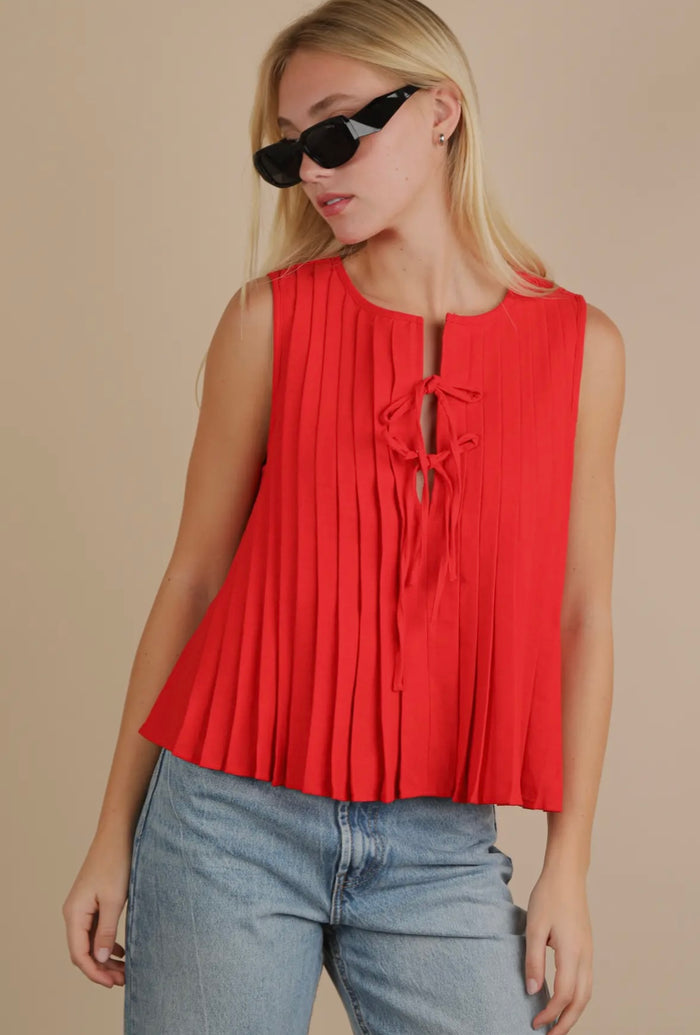'Hannah' Red Pleated Blouse
