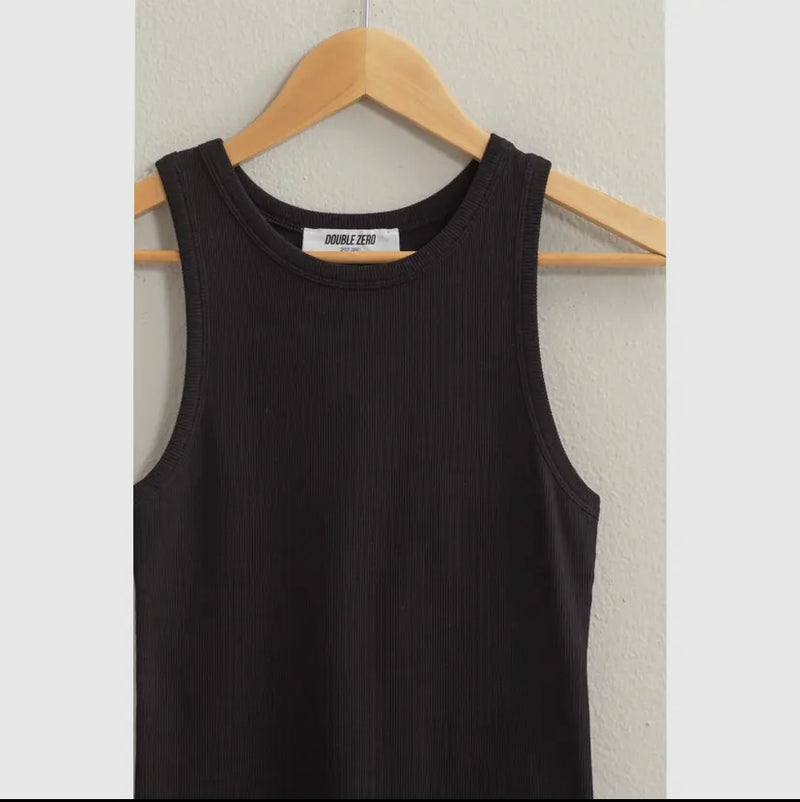 Sophie Ribbed Tank Top (Black)