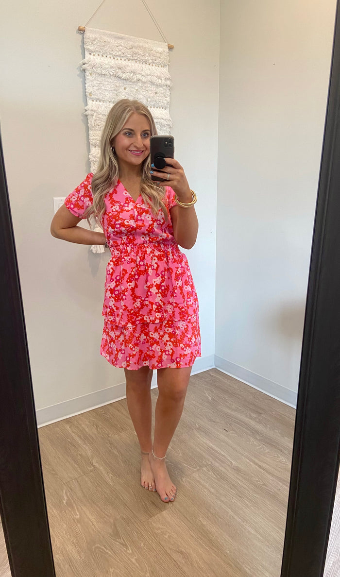 Maddie pink floral dress