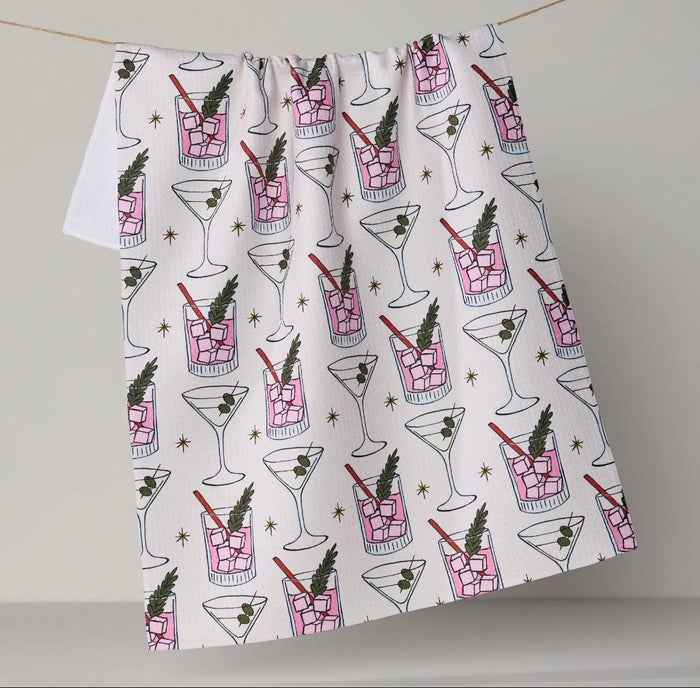 'Cocktail Countdown' Tea Towel