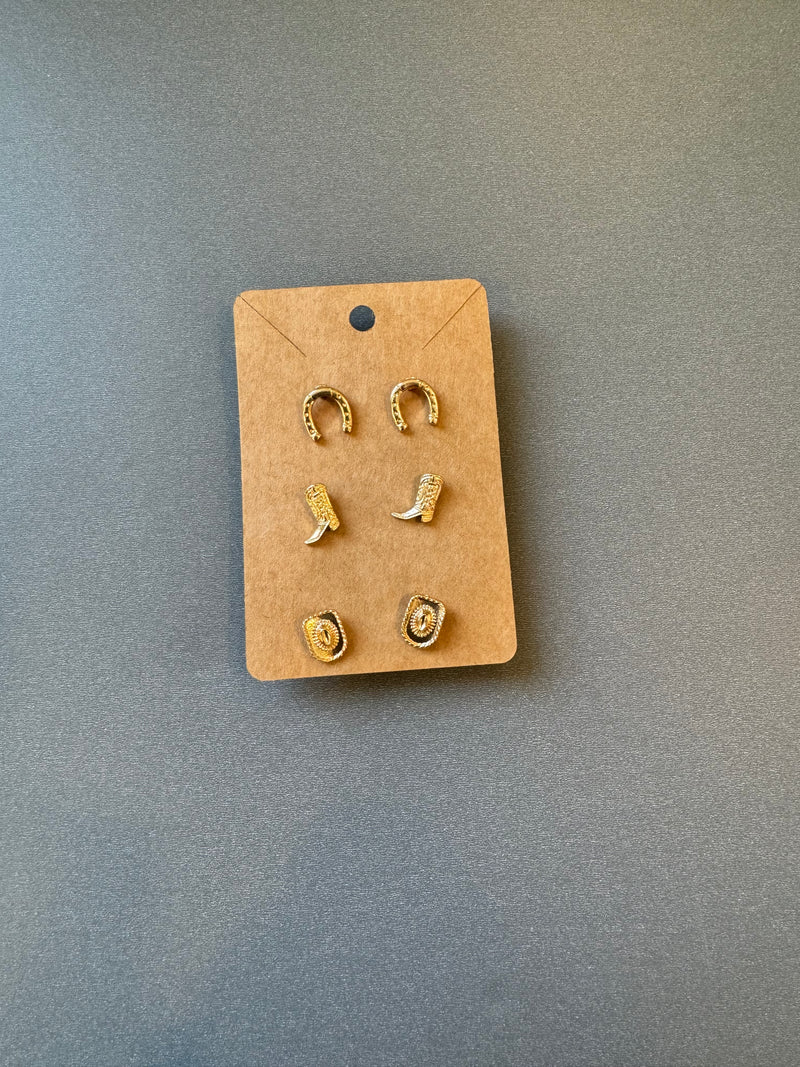 Gold Cowboy earring set