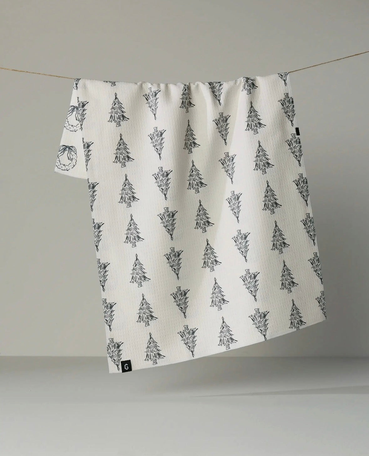 'Evergreen Sketches' Geometry Tea Towel