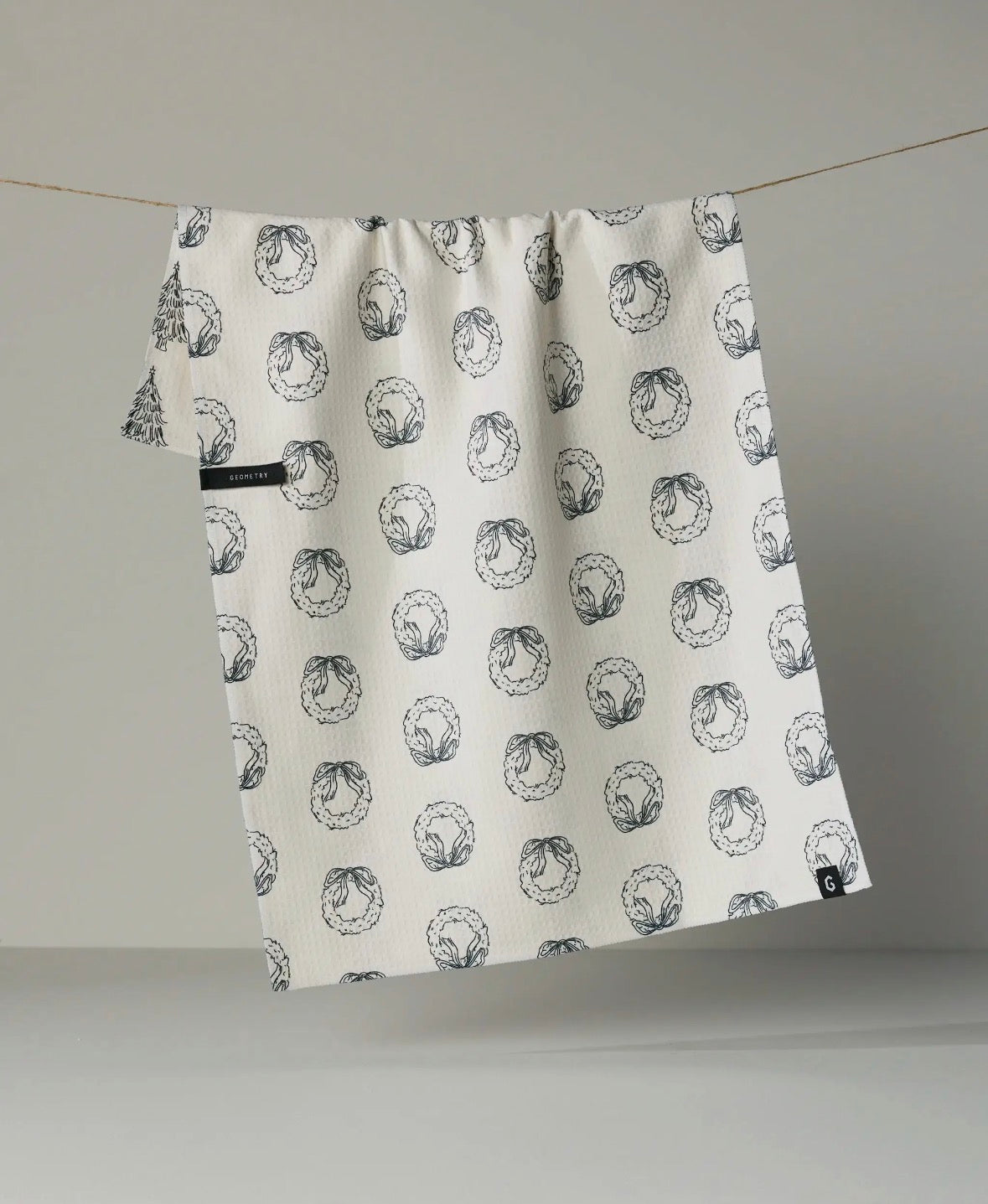 'Evergreen Sketches' Geometry Tea Towel