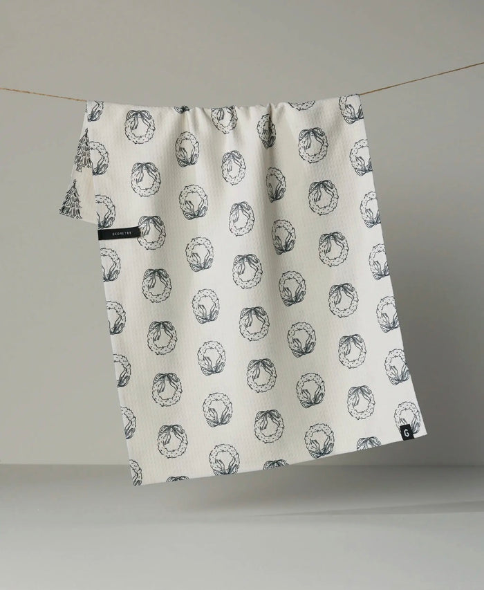'Evergreen Sketches' Geometry Tea Towel