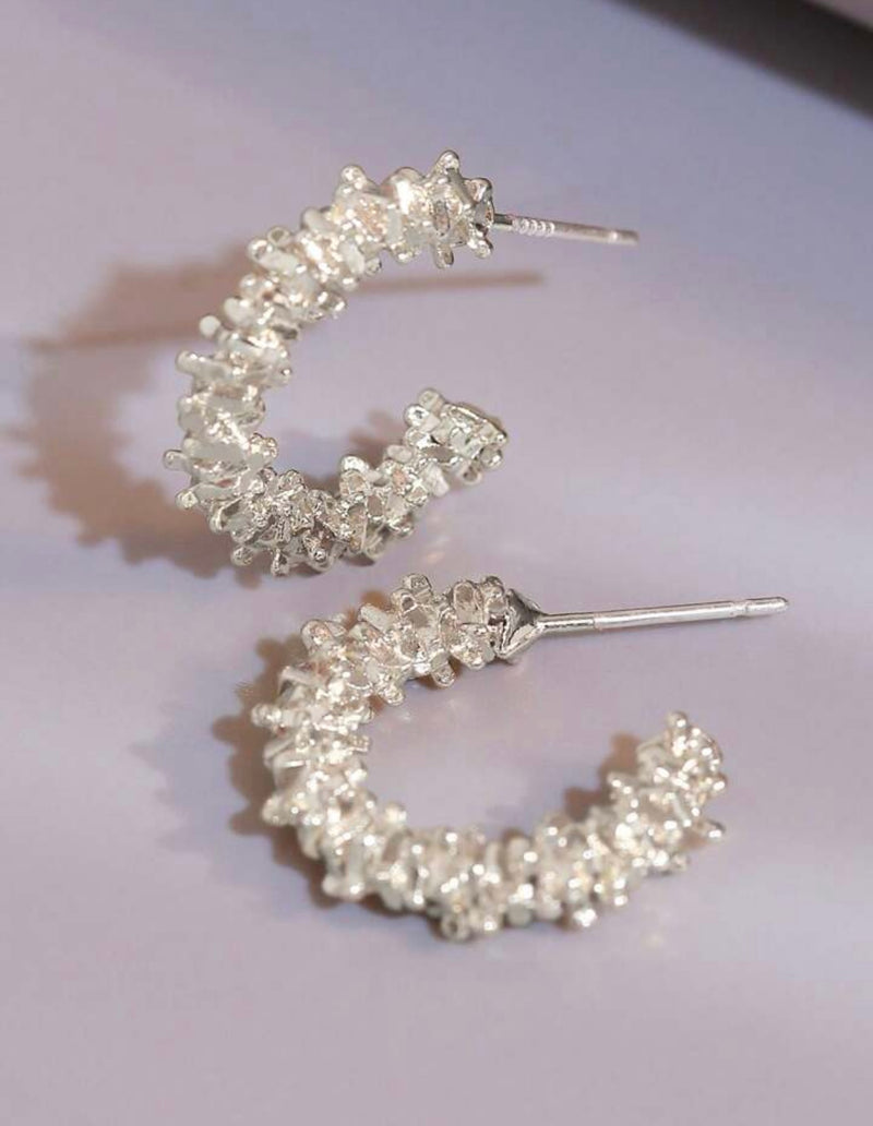 Silver Textured Earrings