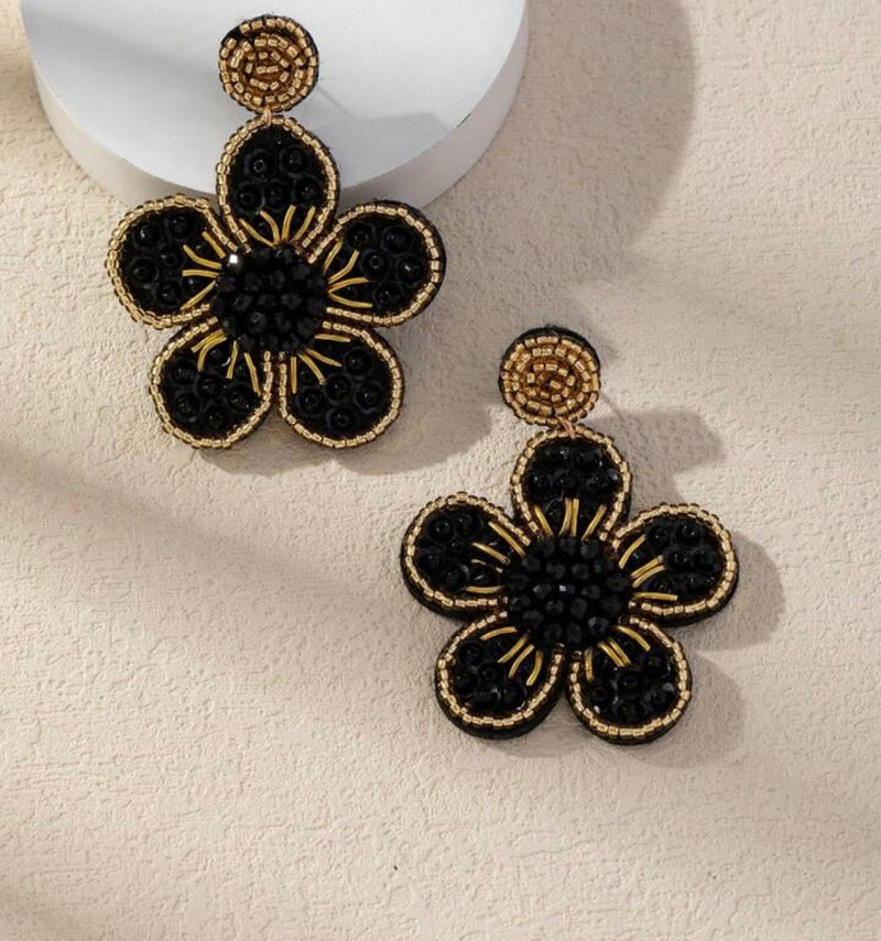 Black 'Flower Power' Earrings
