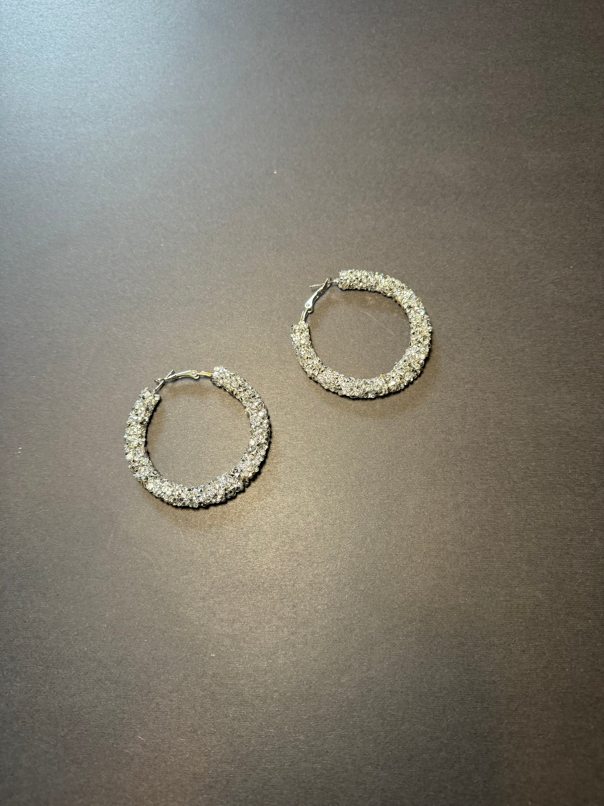 Silver Rhinestone Hoops