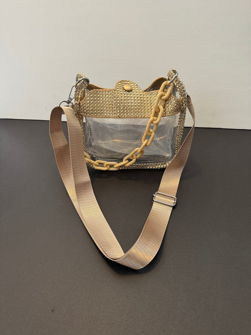 Gold Rhinestone Stadium Purse