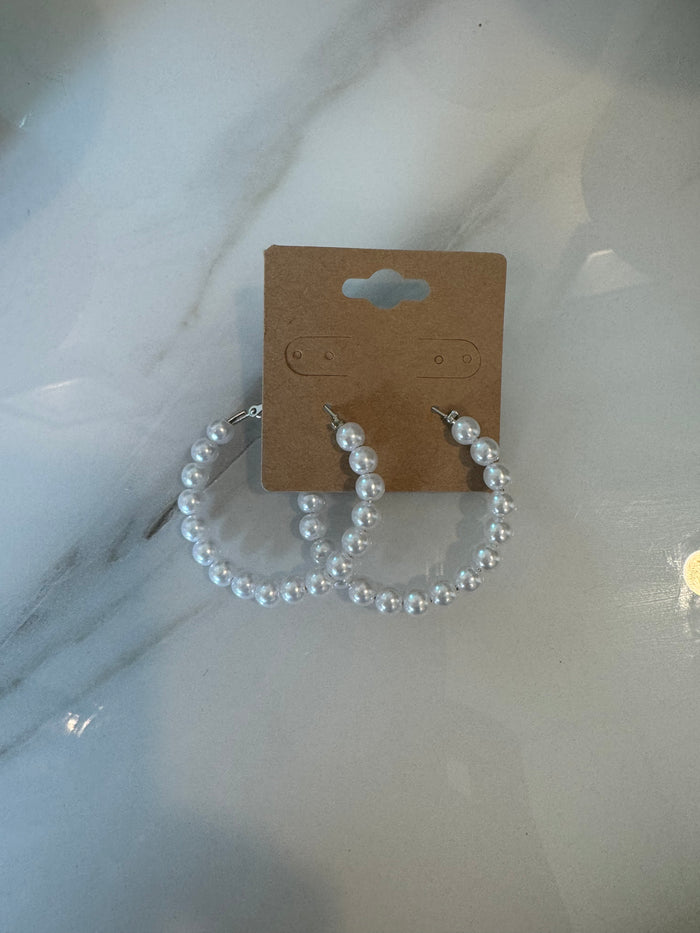 Medium Pearl Hoops