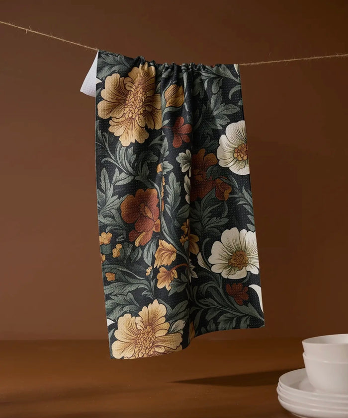 'Classic Floral' Geometry Tea Towel
