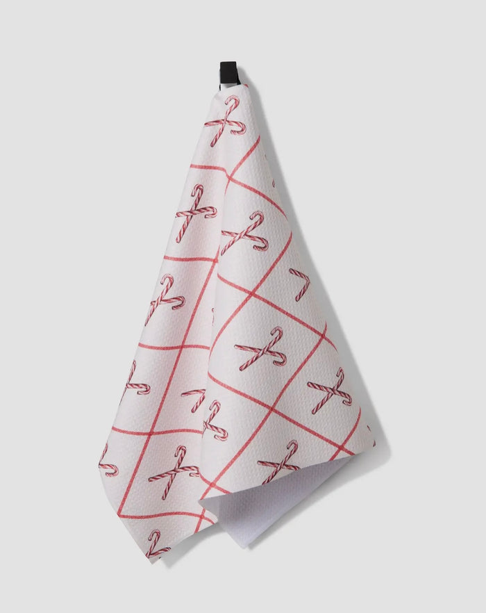 'Festive Candy Canes' Geometry Tea Towel
