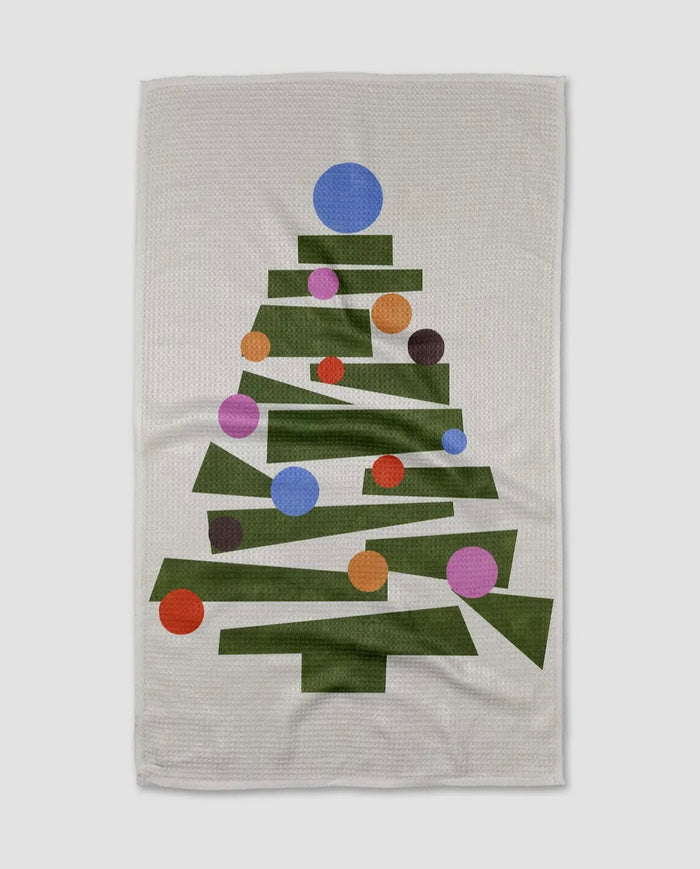 'Modern Festive Tree' Geometry Tea Towel