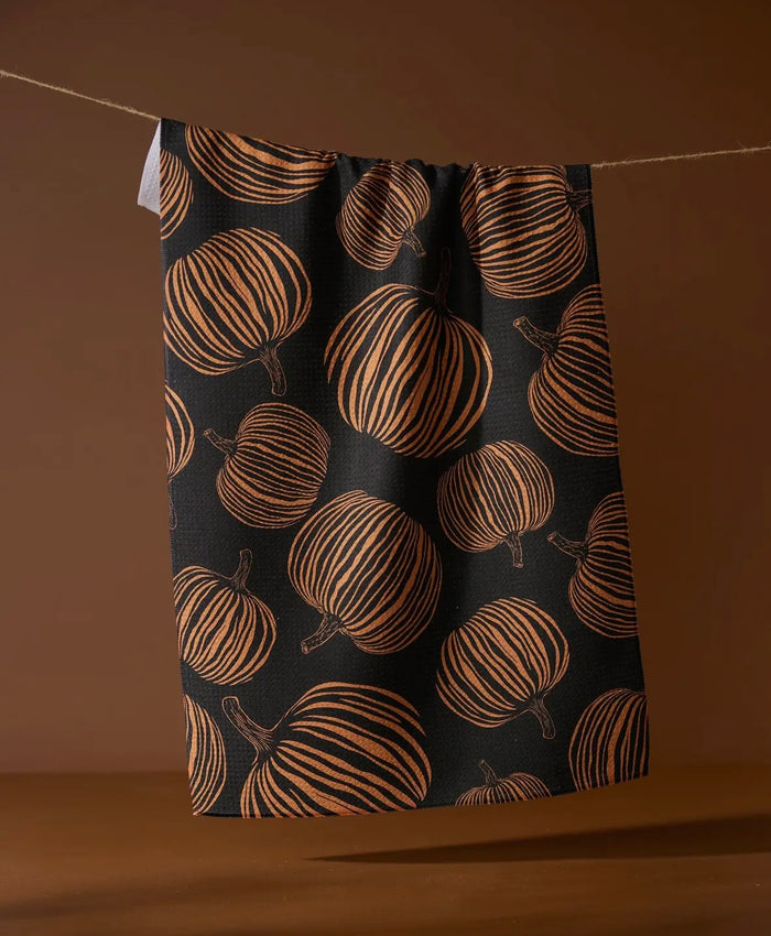 'Pumpkin Noir' Geometry Tea Towel