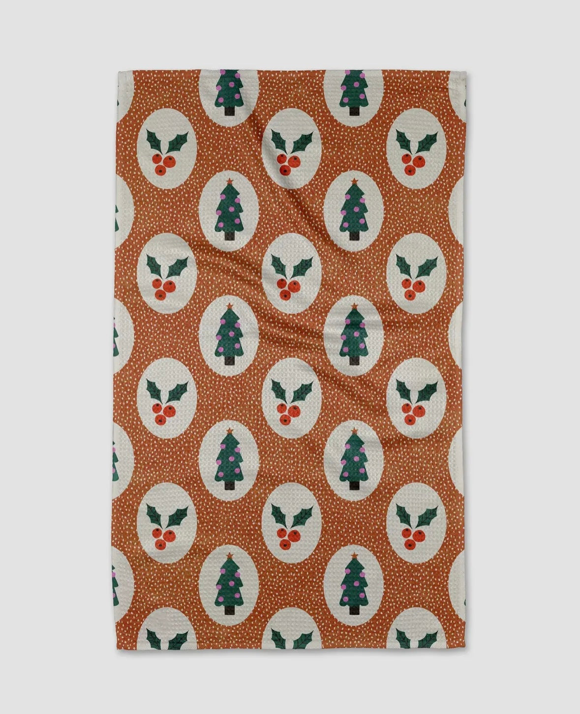 'Vintage Holly' Geometry Tea Towel