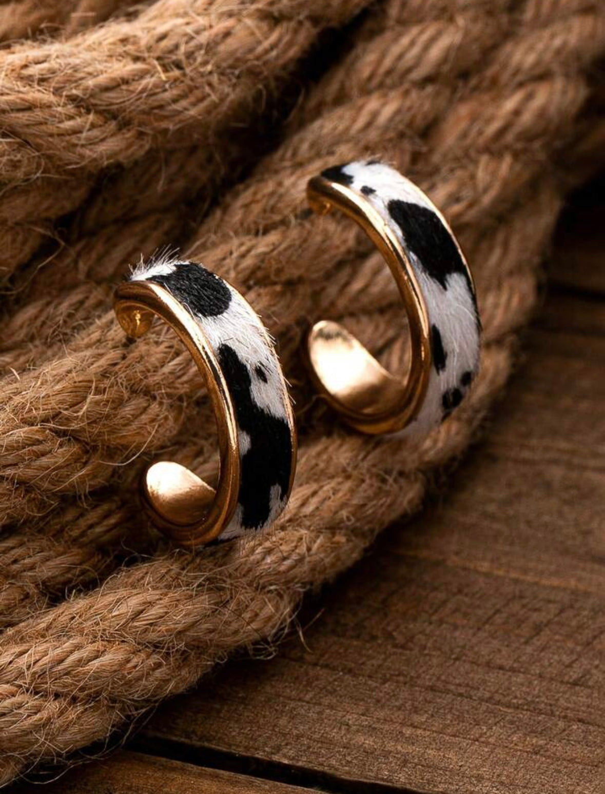 Black Cowhide Earrings