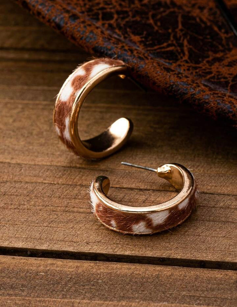 Brown Cowhide Earrings