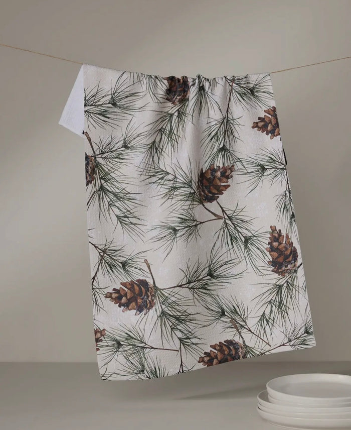 'Evergreen Frost' Geometry Tea Towel