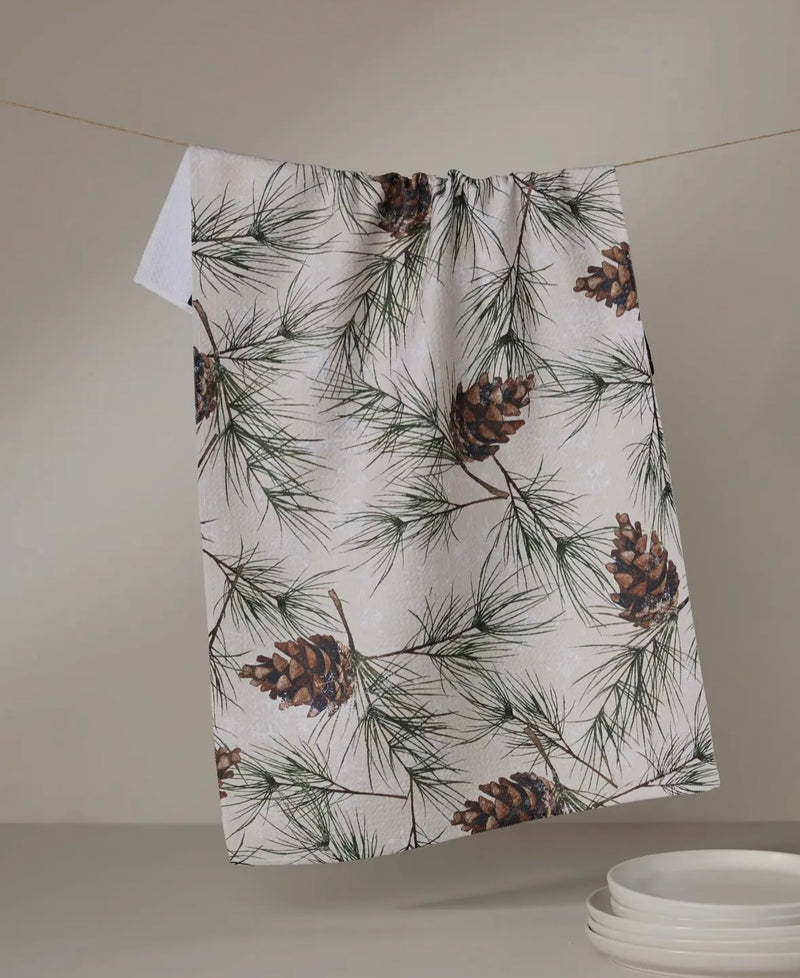 'Evergreen Frost' Geometry Tea Towel