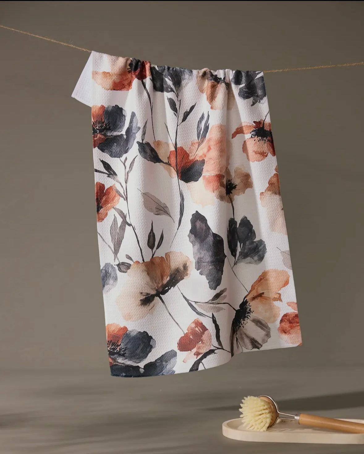 'Moody Poppy' Geometry Towel