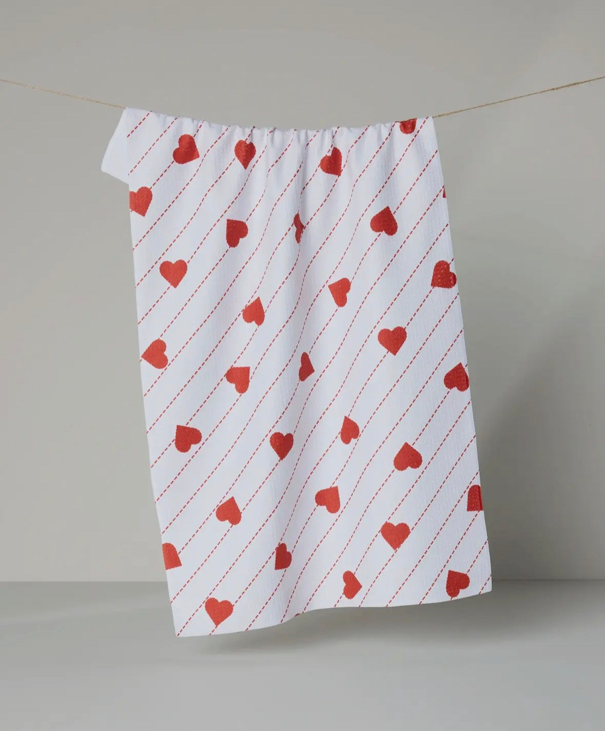 'Stitched Heart' Geometry Tea Towel