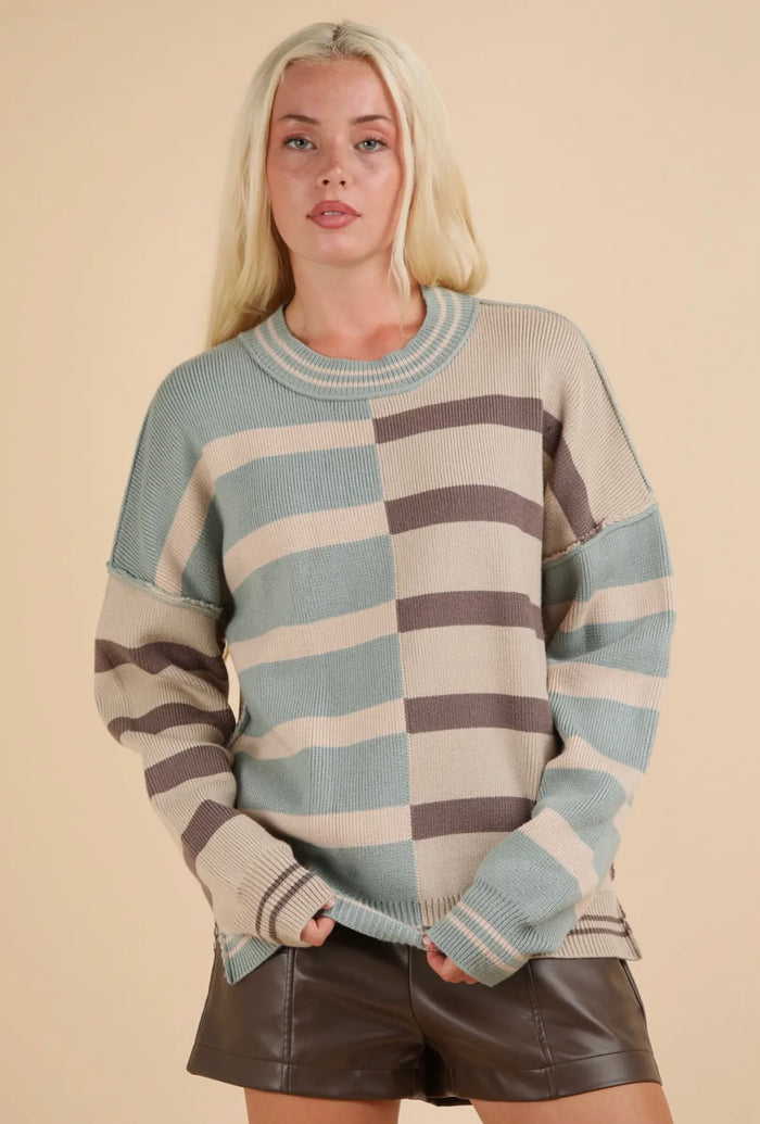 Oversized color block sweater