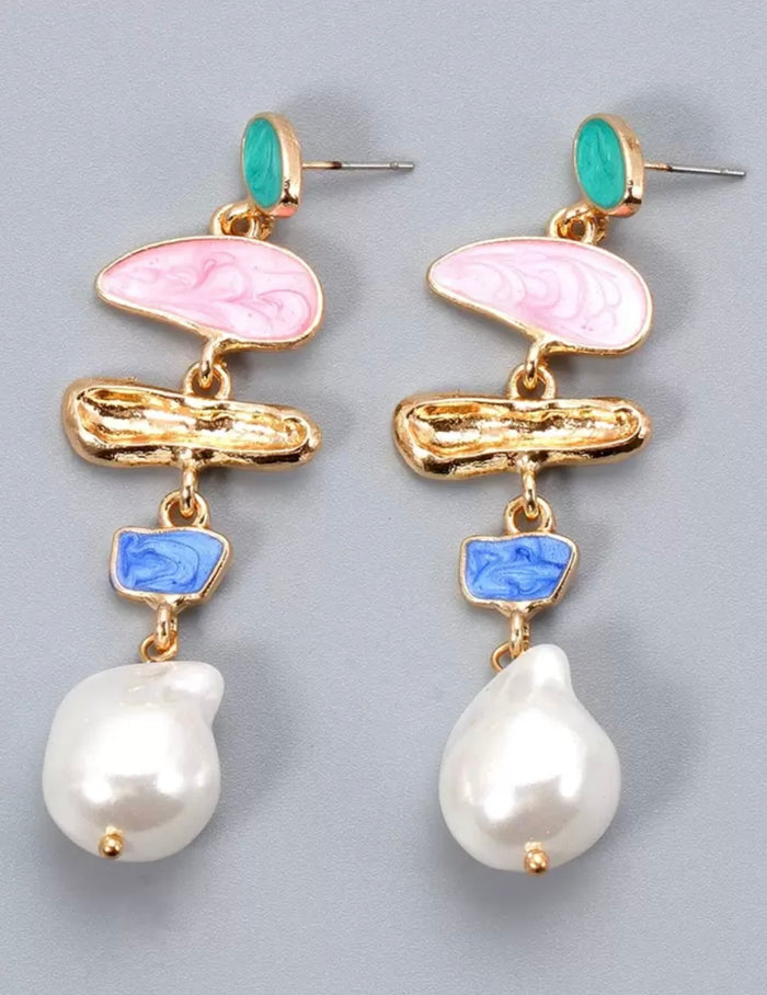 'Pastel Pearl Cascade Drops' Earrings