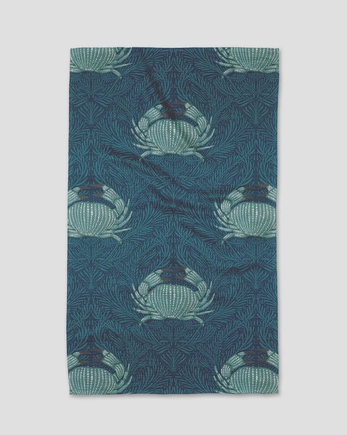 'Blue Crab' Geometry tea towel