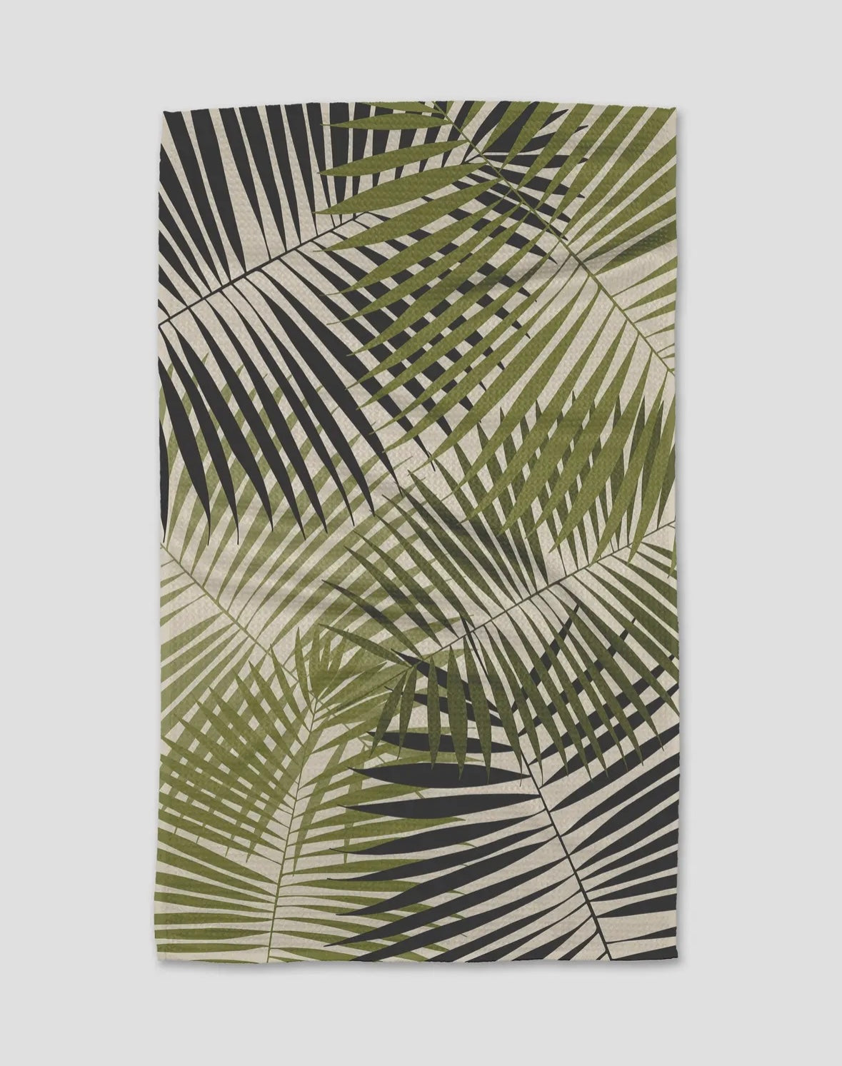 'Green Fronds' Geometry Towel