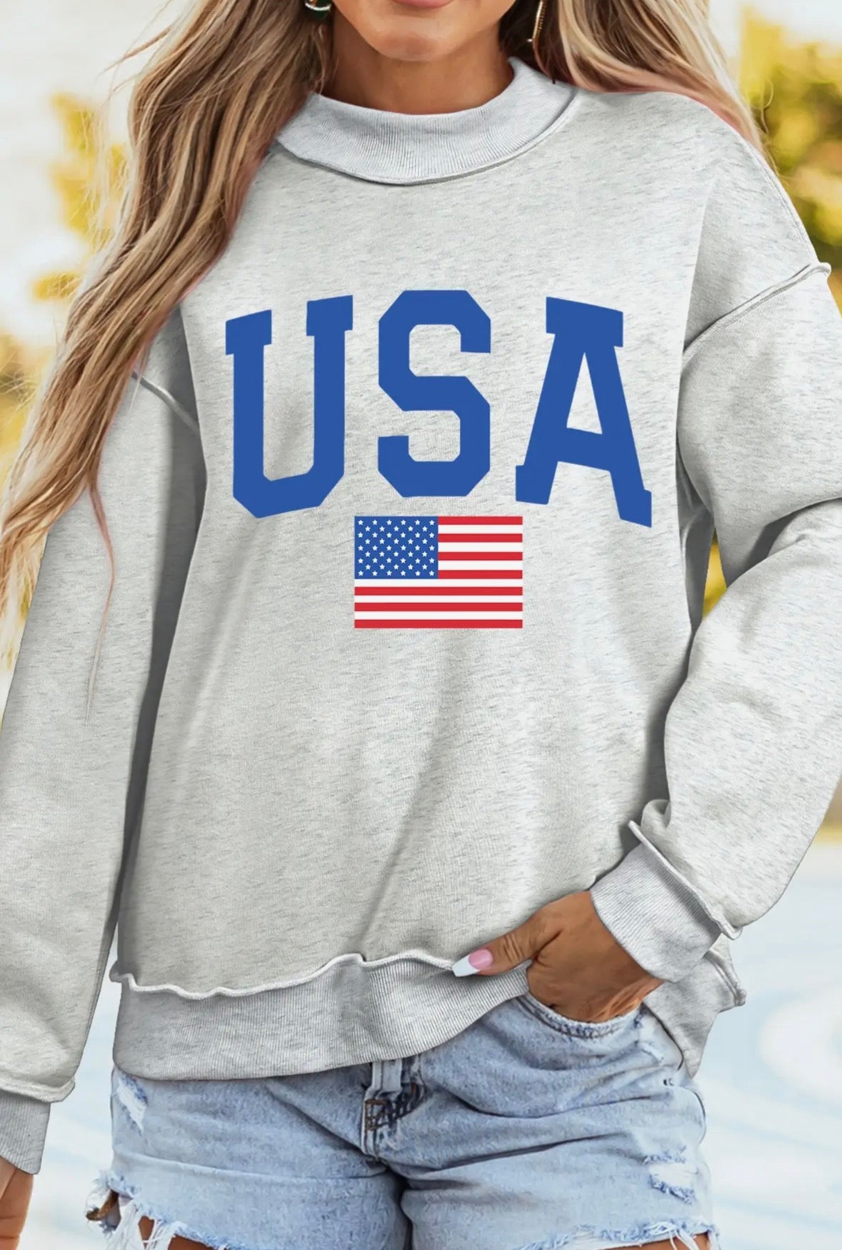USA Mock Neck Sweater