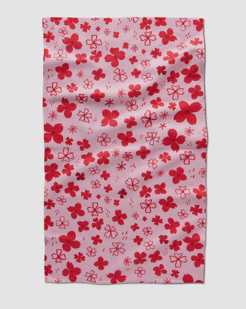 'Dogwood Hearts' Geometry Tea Towel